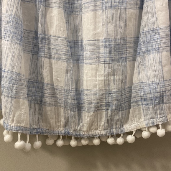 Abbeline Blue and White Checkered Off The Shoulder Top XS - Picture 3 of 13